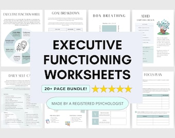 ADHD Executive Functioning Worksheets with Coping Skills & SMART Goal Setting (PDF Digital Download)