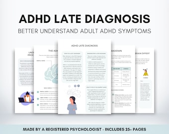 ADHD Late Diagnosis Therapy Worksheets for Adults & Teens Managing ADHD Symptoms and Executive Functioning and Dysfunction Later in Life