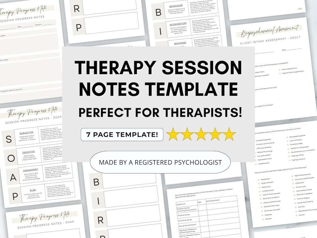 Therapy Session Notes Template for Counsellor or Therapist (PDF Digital ...