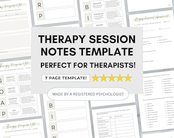 Therapy Session Notes Template for Counsellor or Therapist (PDF Digital Download)