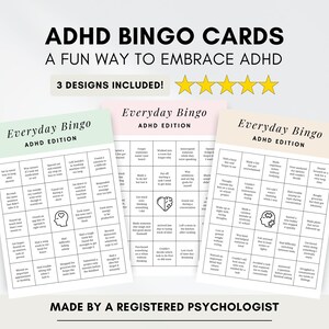 ADHD Bingo-Spiel zur Bewältigung von Dysfunktion der Organe und zum Aufbau von Bewältigungsfähigkeiten (PDF Digital Download)