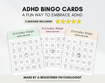 ADHD Bingo-Spiel zur Bewältigung von Dysfunktion der Organe und zum Aufbau von Bewältigungsfähigkeiten (PDF Digital Download)