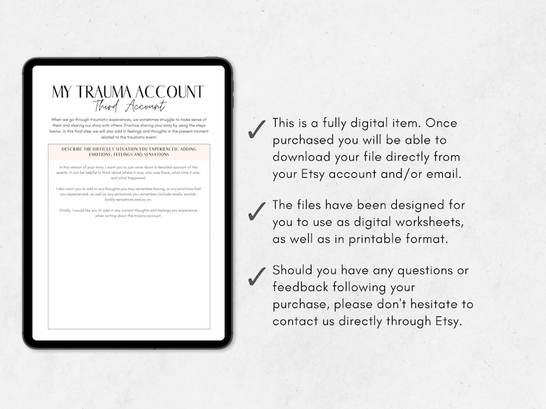 Trauma Worksheets Adult MEGA Bundle