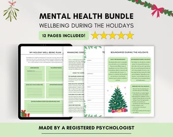 Planificador de salud mental para Navidad: Paquete de autocuidado navideño (descarga digital en PDF)