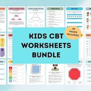Hojas de trabajo de TCC para niños: Ansiedad, sentimientos y habilidades de afrontamiento (imprimibles y rellenables)