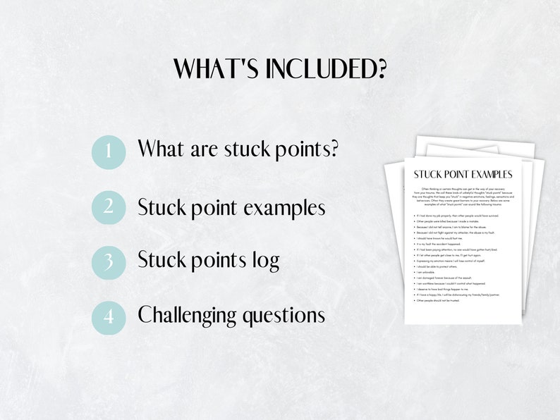 Stuck points therapy worksheets bundle cpt therapy cbt worksheets for