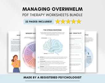 Managing Overwhelm Worksheets: Distress Tolerance & Emotional Processing (PDF Digital Download)