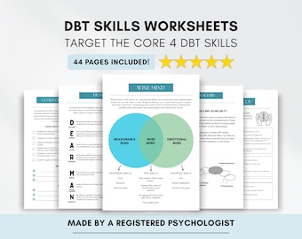 Paquete de hojas de trabajo de habilidades de TCD con meditación de atención plena y escaneo corporal (descarga digital en PDF)