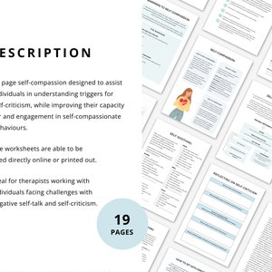 Self Compassion Worksheet Bundle to Learn Self-Compassion and Positive Self Talk