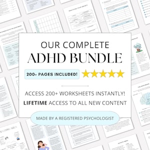 Lot complet de feuilles de travail sur le TDAH : ressources thérapeutiques pour adultes et enfants (téléchargement numérique PDF)