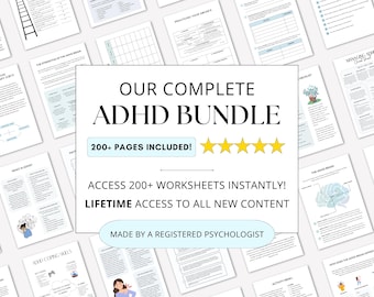 ADHS Arbeitsblätter Komplett-Bundle: Therapie-Ressourcen für Erwachsene & Kinder (PDF Digitaler Download)