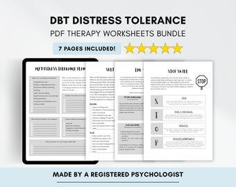 DBT Distress Tolerance Worksheets Bundle for Emotional Regulation (PDF Digital Download)