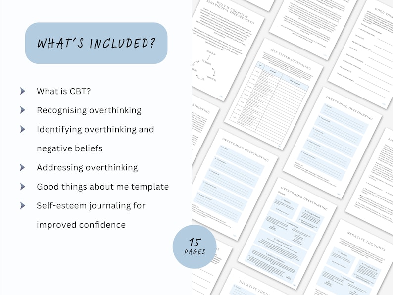 Anxiety Journal and Worksheets for Overthinking and Negative Thoughts