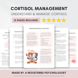 Cortisol Management Worksheets with Stress Response & Mindfulness (PDF Digital Download)