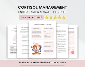 Hojas de trabajo para el manejo del cortisol con respuesta al estrés y atención plena (descarga digital en PDF)