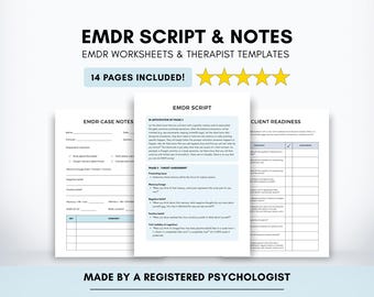 EMDR Script and Notes Bundle: Therapist Trauma Therapy Worksheets (PDF Digital Download)