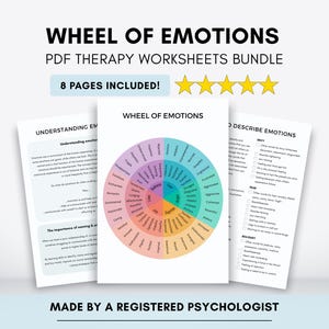 Wheel of Emotions Worksheet Bundle for Emotional Regulation (PDF Digital Download)