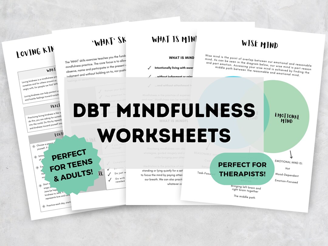 Mindfulness Worksheets Bundle DBT Skills Workbook Mindful - Etsy