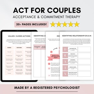 ACT Couples Therapy Worksheets: Relationship Counseling Resource (Printable/Fillable)