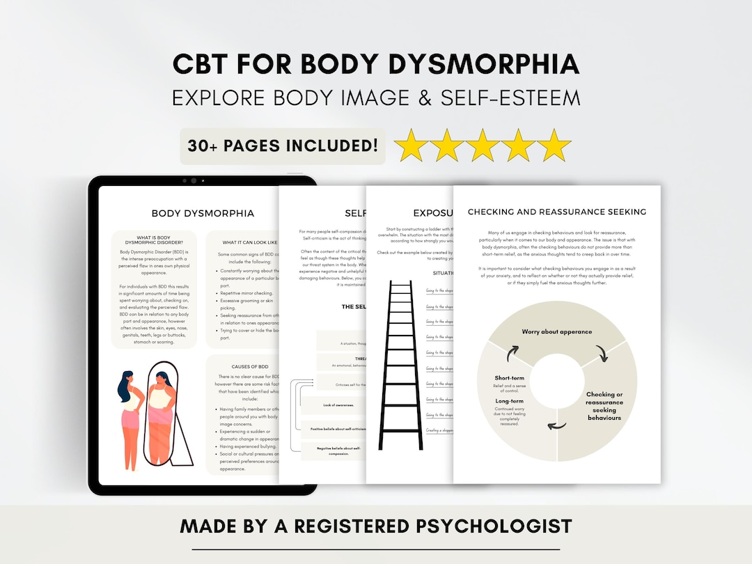 Body Dysmorphia CBT Worksheets: Body Image Therapy Resource (PDF ...