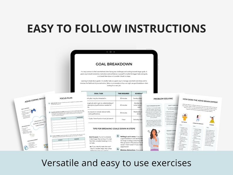 ADHD Late Diagnosis Therapy Worksheets for Adults
