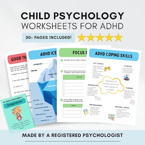 ADHD Child Psychology Worksheet Bundle: Executive Functioning Resource (Digital Download)