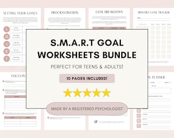 SMART Goal Setting Worksheets: Therapist & Counselor Resources (Printable/Fillable PDF)