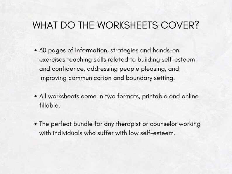 Self-Esteem Worksheets: Confidence Building Workbook (Digital Download)