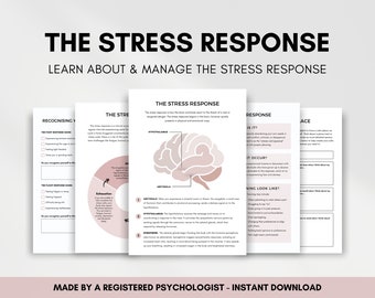 Stress Response Therapy Worksheets Bundle, Fight Flight Freeze Fawn Response, Managing Stress and Trauma Responses for Adults and Teens