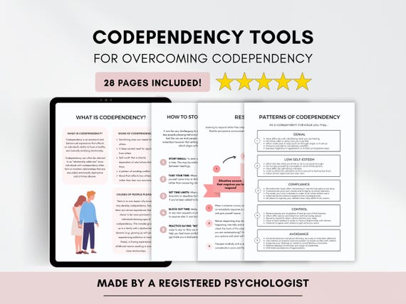 Codependency Worksheets Bundle with Boundary Setting Therapist Resource (PDF Digital Download)