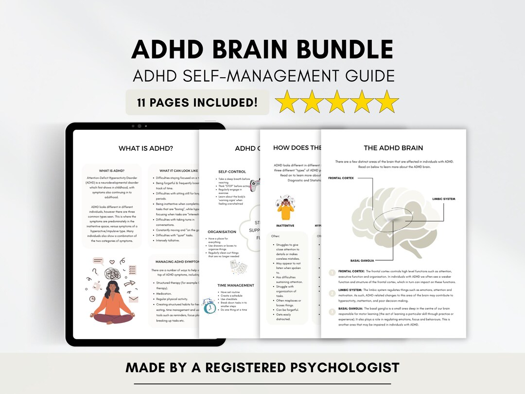 ADHD Worksheets Bundle for Executive Functioning in Teens & Adults (PDF ...
