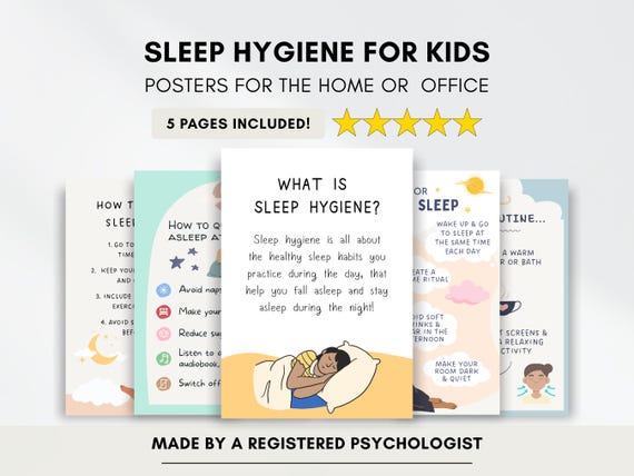 Sleep Hygiene Poster Bundle for Kids: Sleep Tips (PDF Digital Download)