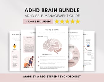 Paquete de hojas de trabajo sobre el cerebro y el TDAH: Funciones ejecutivas y habilidades de afrontamiento (descarga digital en PDF)