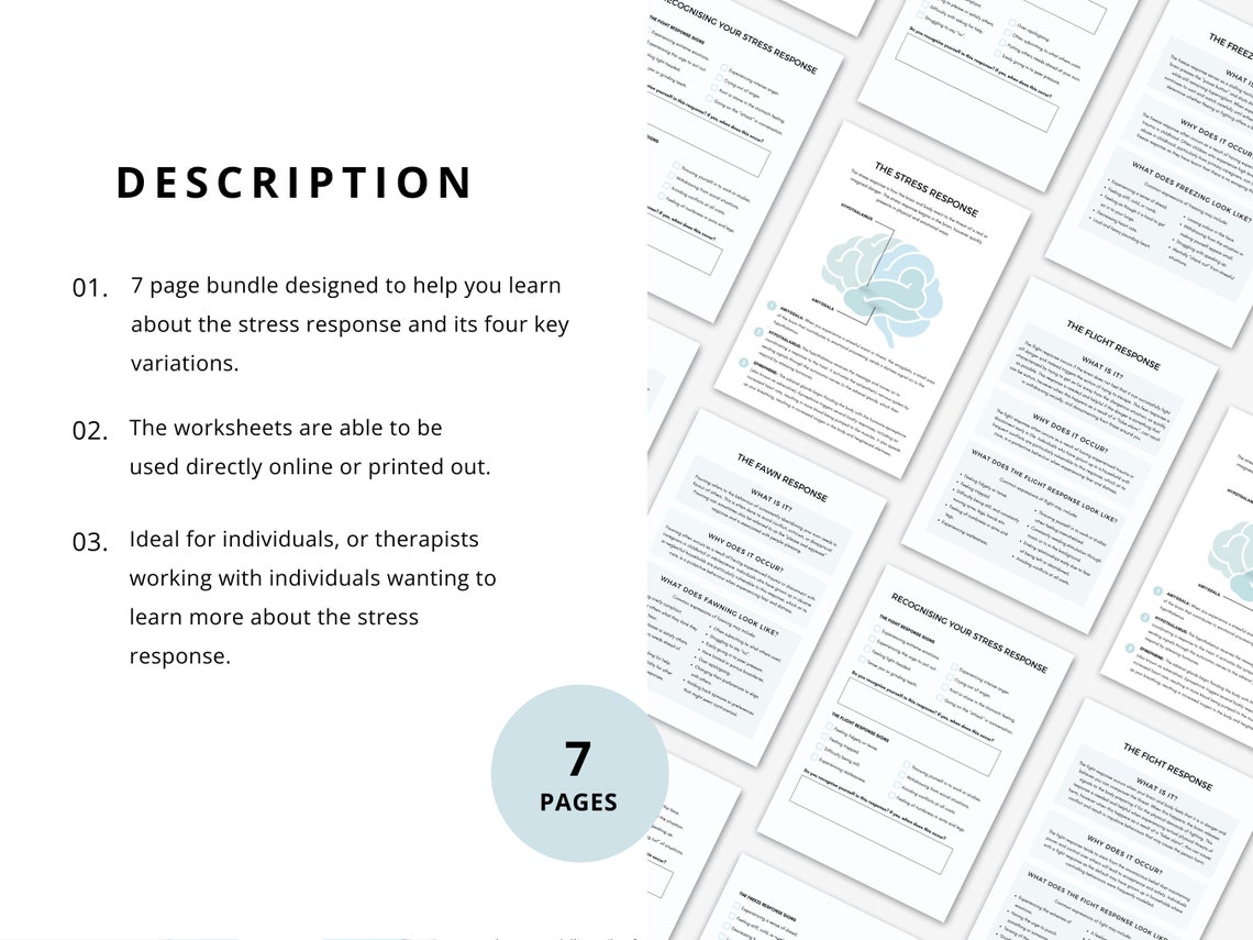 Fight Flight Freeze Fawn Response Worksheet Bundle, Therapist Resource ...