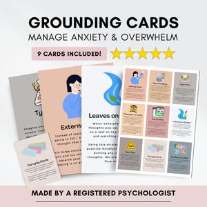 Grounding Technique Cards for Managing Anxiety with ACT Coping Skills (PDF Digital Download)