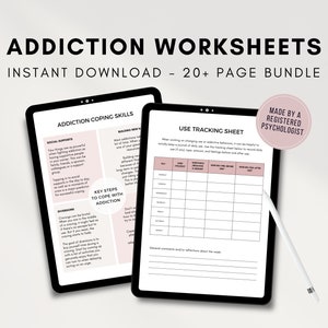 Addiction Worksheet Bundle for Recovery, Relapse Prevention Plan, Substance Use Counselor, Therapist Resources for Sobriety, CBT Therapy