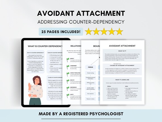 Avoidant Attachment Worksheets with Counter-Dependency & Boundary Setting (PDF Digital Download)