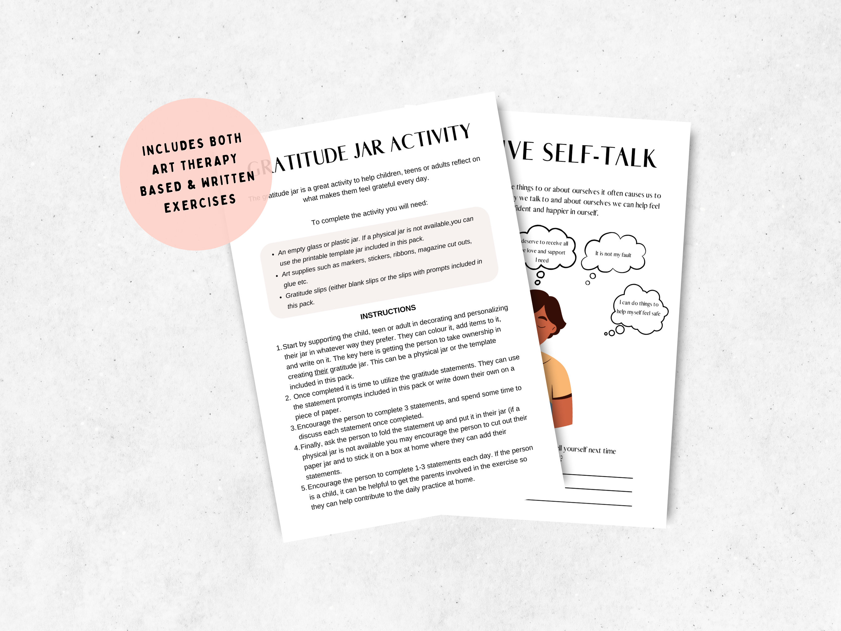 Art therapy worksheets: gratitude and self-esteem