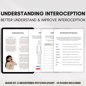 Interoception Therapy Education Handouts for Therapist or Counselor, Psychoeducation Worksheets for Grounding and Emotional Regulation
