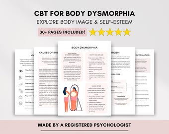CBT for Body Dysmorphia Worksheets with Therapy Questions (Printable & Fillable)