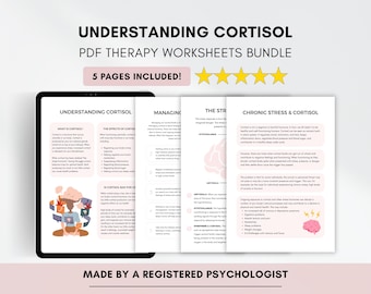 Hojas de trabajo para el manejo del cortisol con información sobre el estrés y la ansiedad (descarga digital en PDF)