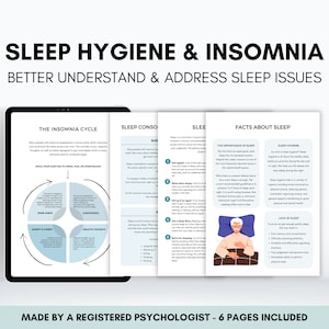 Sleep Hygiene and Insomnia Education Therapy Handouts to Better Understand and Address Sleep Issues, Self Care Therapist Resources