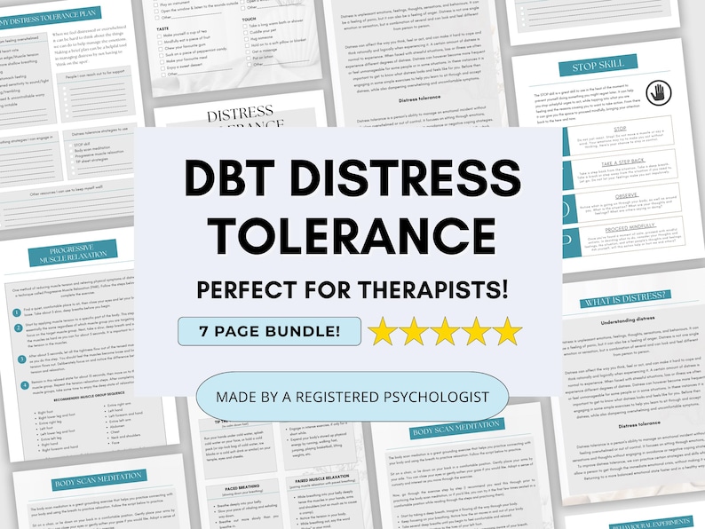 DBT Distress Tolerance Worksheets Bundle for Mental Health (PDF Digital ...