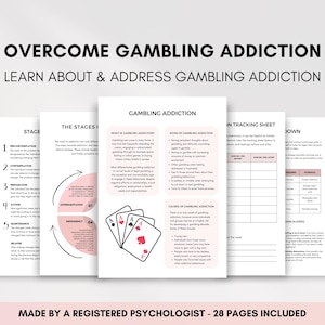 Gambling Addiction Recovery Worksheets for Adults with Therapy Exercises and Information for Overcoming Addiction and Relapse Prevention