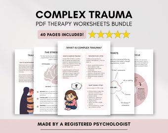 Fichas de trabajo sobre trauma complejo: Trastorno de estrés postraumático, respuesta al estrés y el iceberg del trauma (descarga digital en PDF)