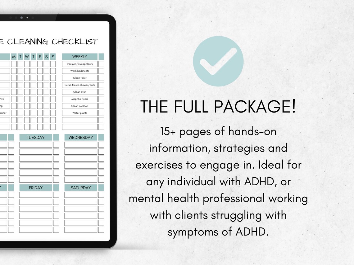ADHD Chore Chart and Checklist Bundle: Teens & Adults (printable ...