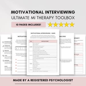 MI Therapy Toolbox: Motivational Interviewing Worksheets (PDF Digital Download)