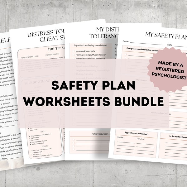 Safety Plan Worksheets Bundle for Therapist | PDF Fillable Crisis Plan Template Digital Download | Editable Safety Plan Template