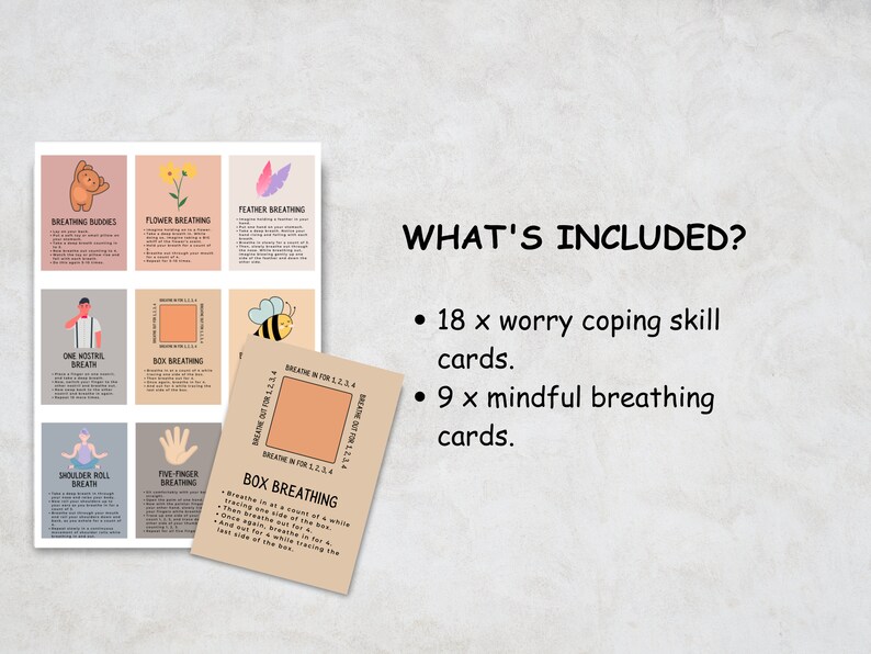 Kids Coping & Breathing Cards for Anxiety Relief and Emotional ...