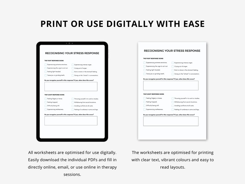 Fight Flight Freeze Fawn Response Worksheet Bundle, Therapist Resource ...